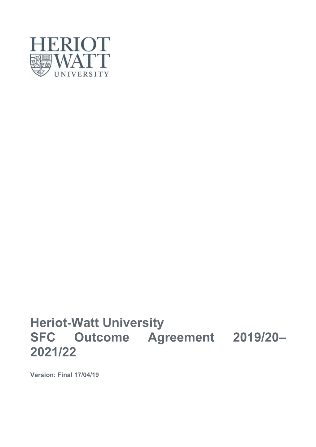 Heriot-Watt University Outcome Agreement 2019-20