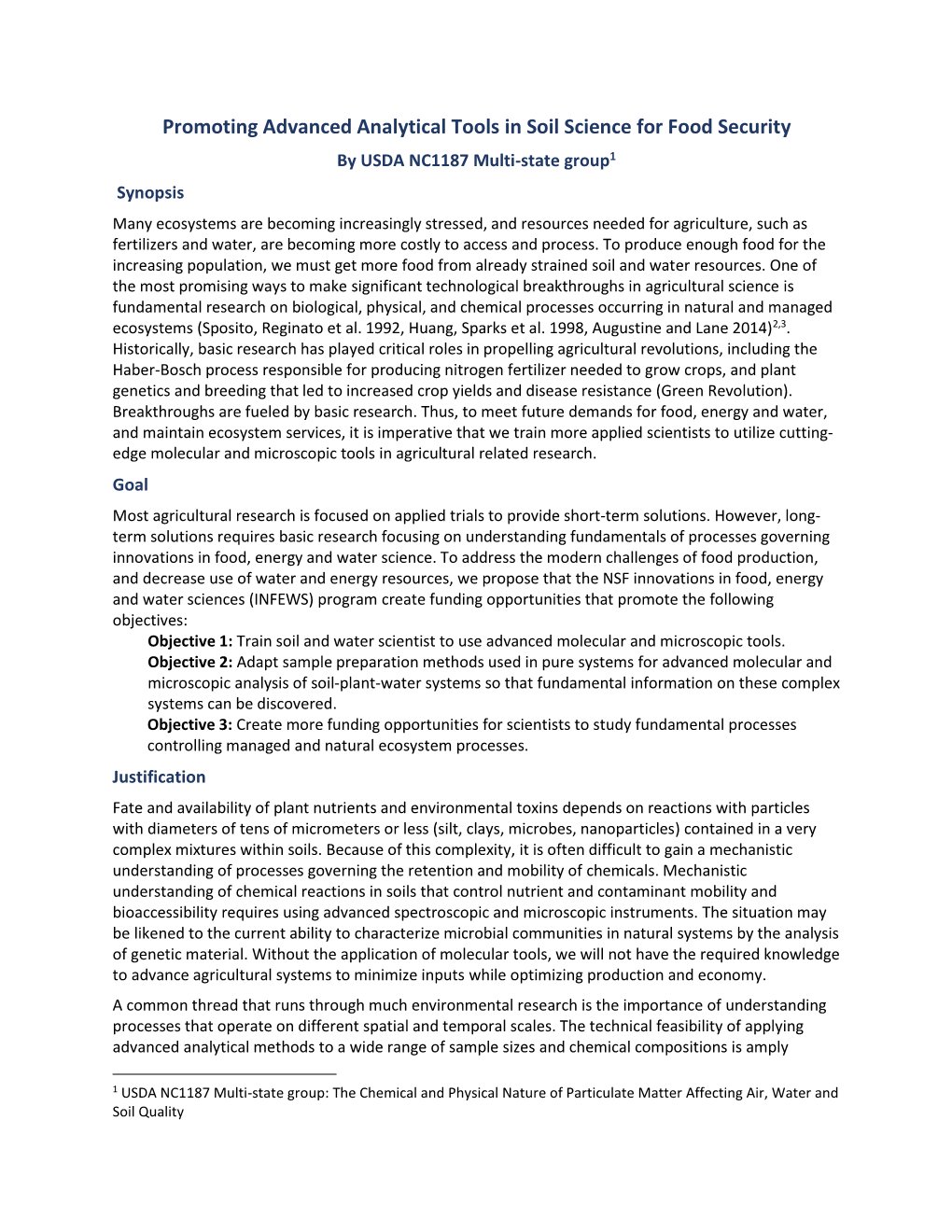 Promoting Advanced Analytical Tools in Soil Science for Food Security