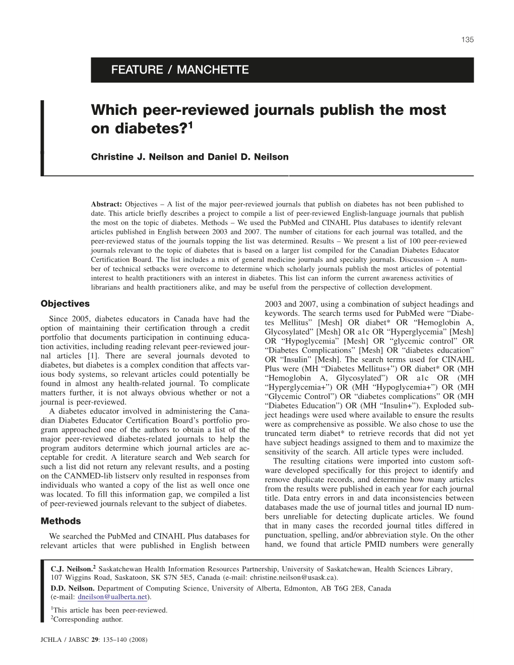 Which Peer-Reviewed Journals Publish the Most on Diabetes?1