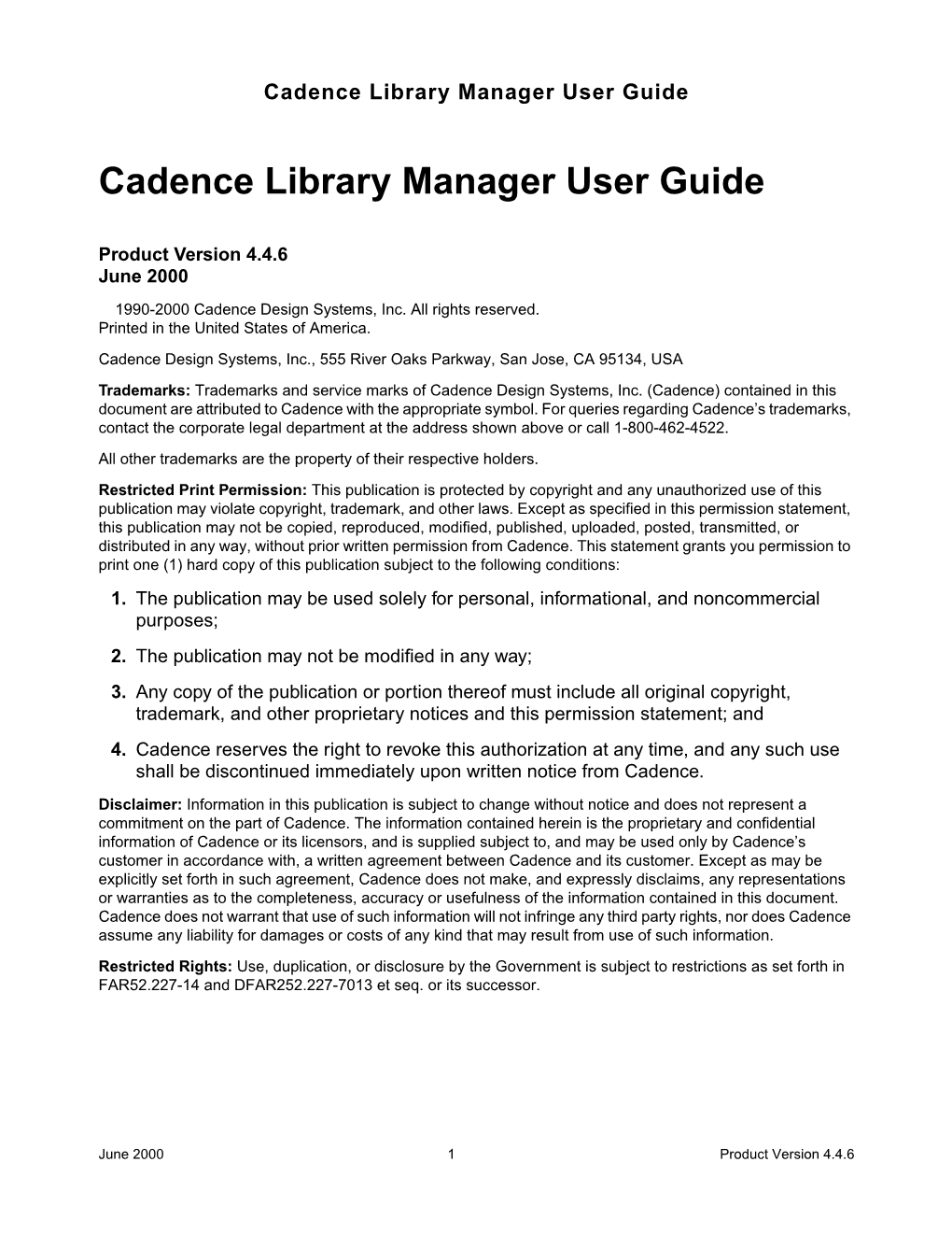Cadence Library Manager User Guide