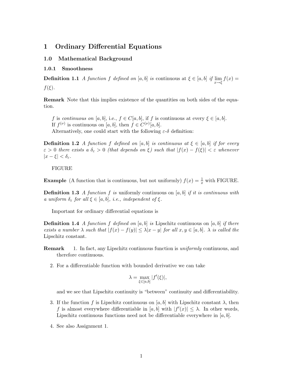 1 Ordinary Differential Equations