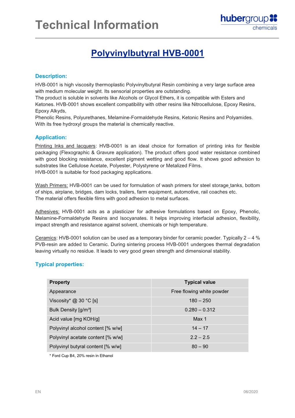 Polyvinylbutyral HVB-0001