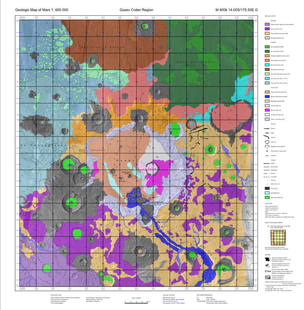 Geologic Map of Mars 1: 600 000 Gusev Crater Region M 600K 14.00S/175.50E G