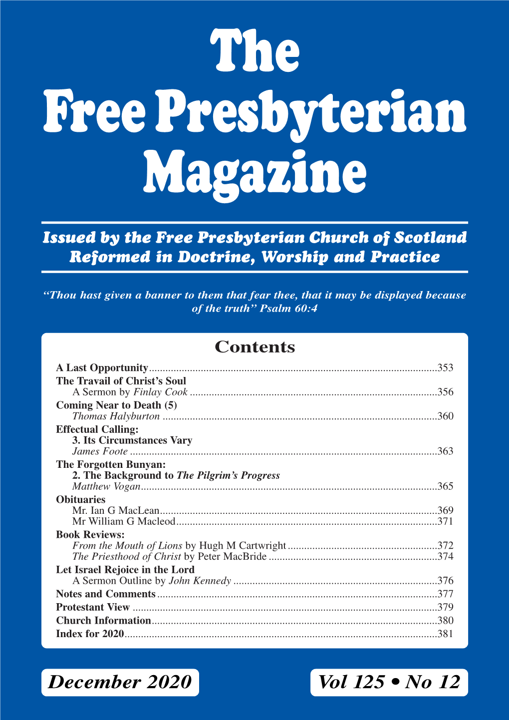 The Free Presbyterian Magazine