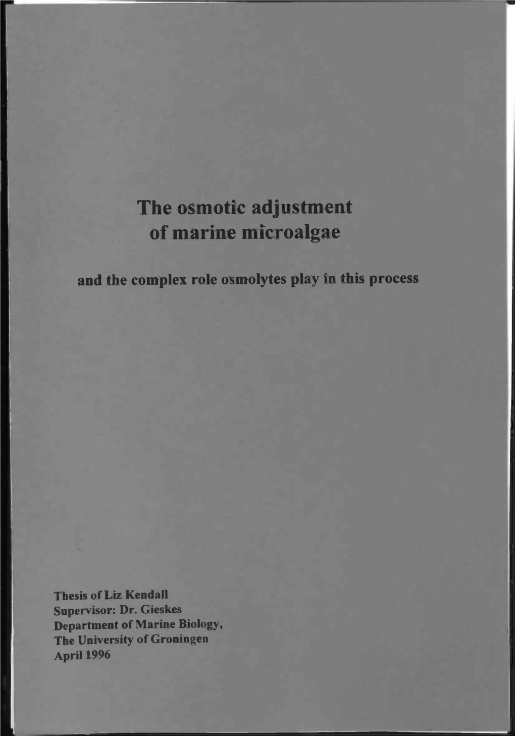 The Osmotic Adjustment of Marine Microalgae