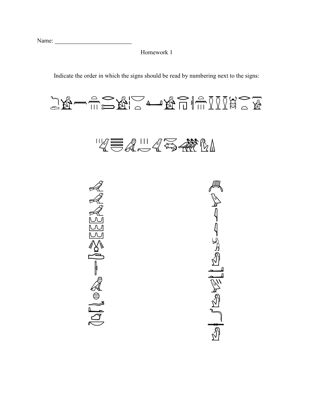 Name: Homework 1 Indicate the Order in Which