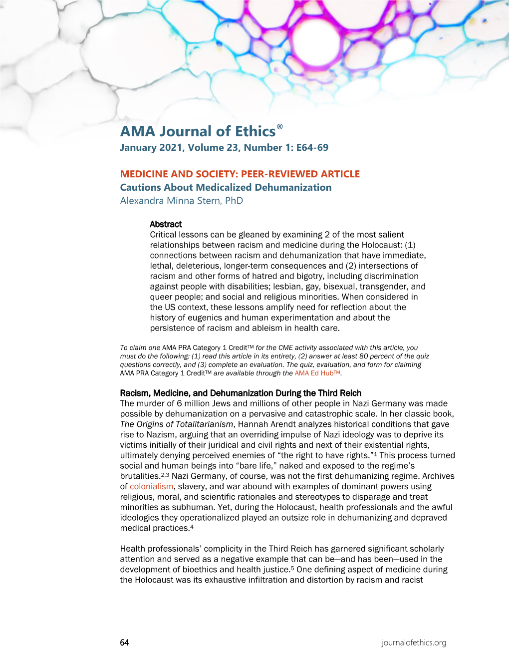 AMA Journal of Ethics® January 2021, Volume 23, Number 1: E64-69