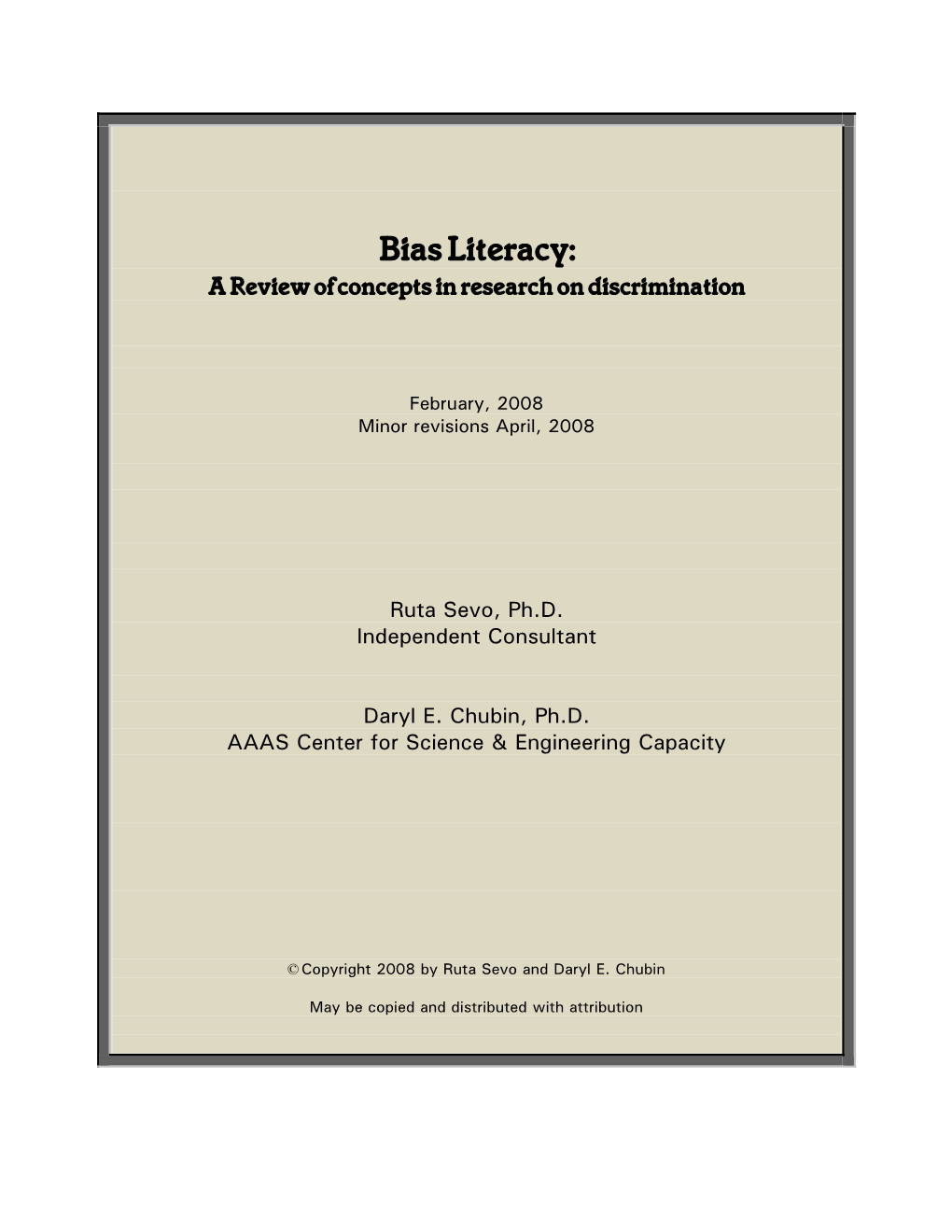 Bias Literacy: a Review of Concepts in Research on Discrimination
