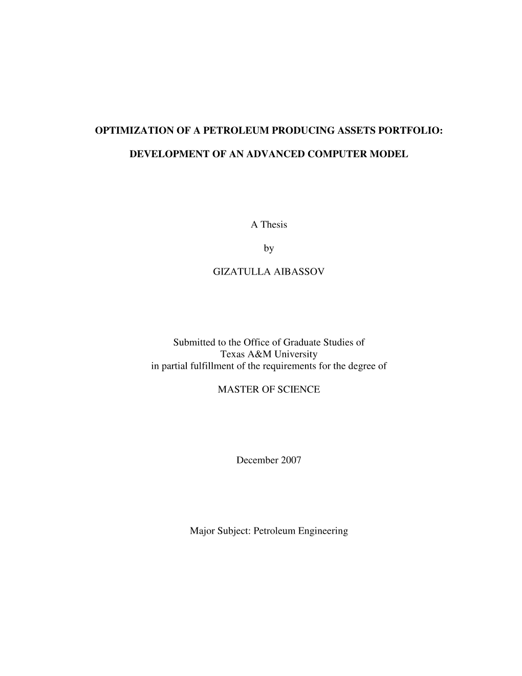 Optimization of a Petroleum Producing Assets Portfolio