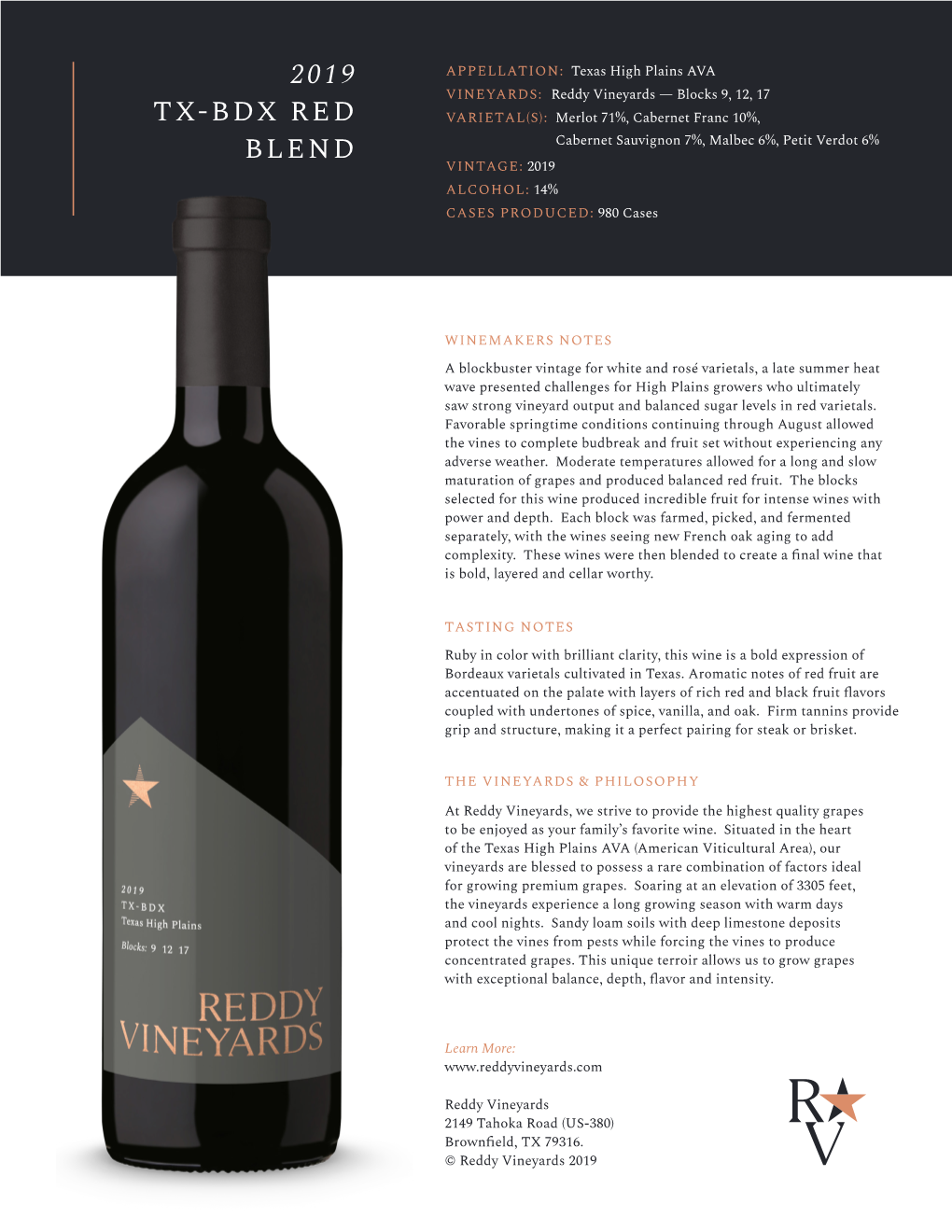 2019 Tx-Bdx Red Blend