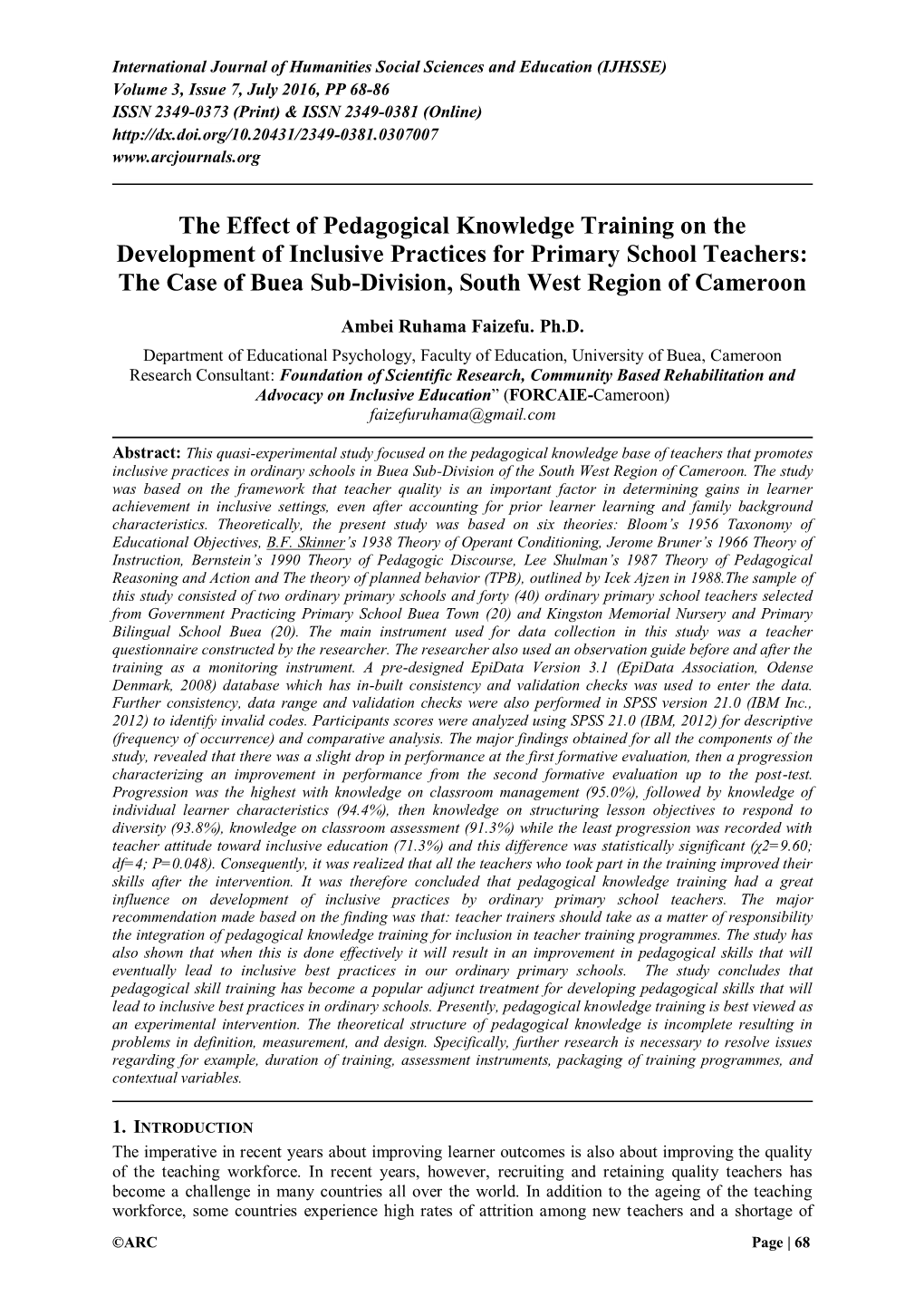 The Effect of Pedagogical Knowledge Training on the Development Of