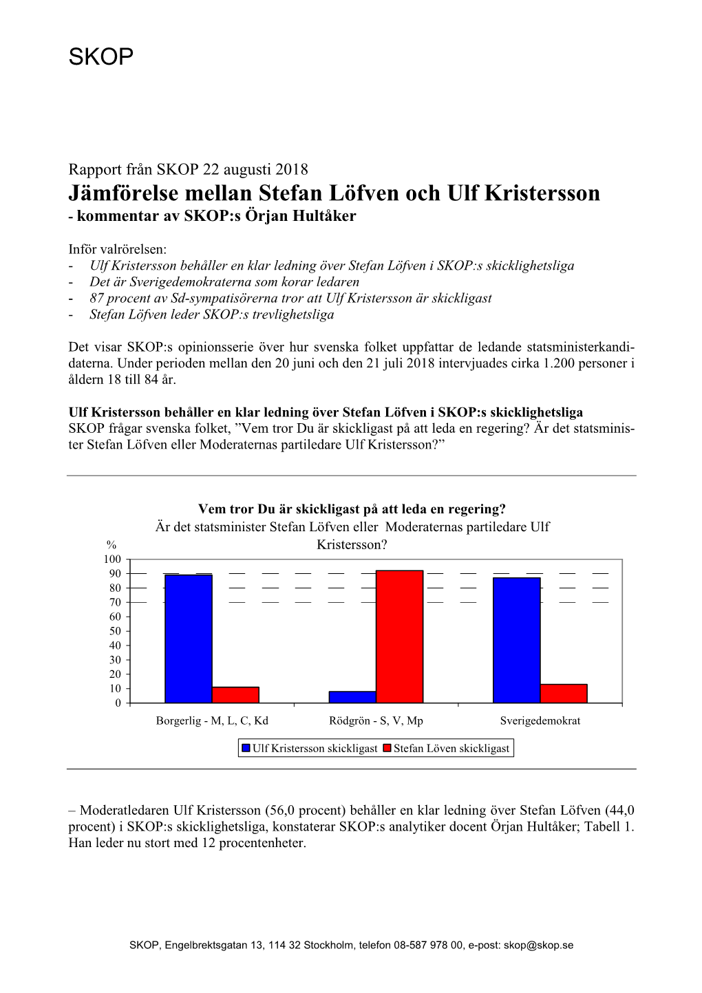 Jämförelse Mellan Löfven & Kristofersson Som Statsminister…