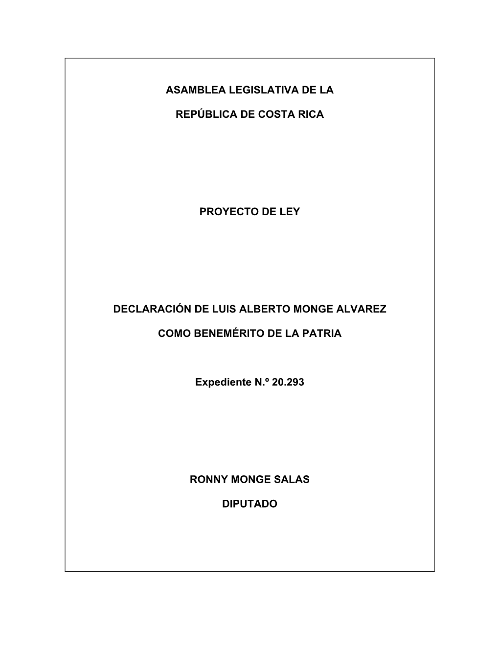 Asamblea Legislativa De La República De Costa Rica