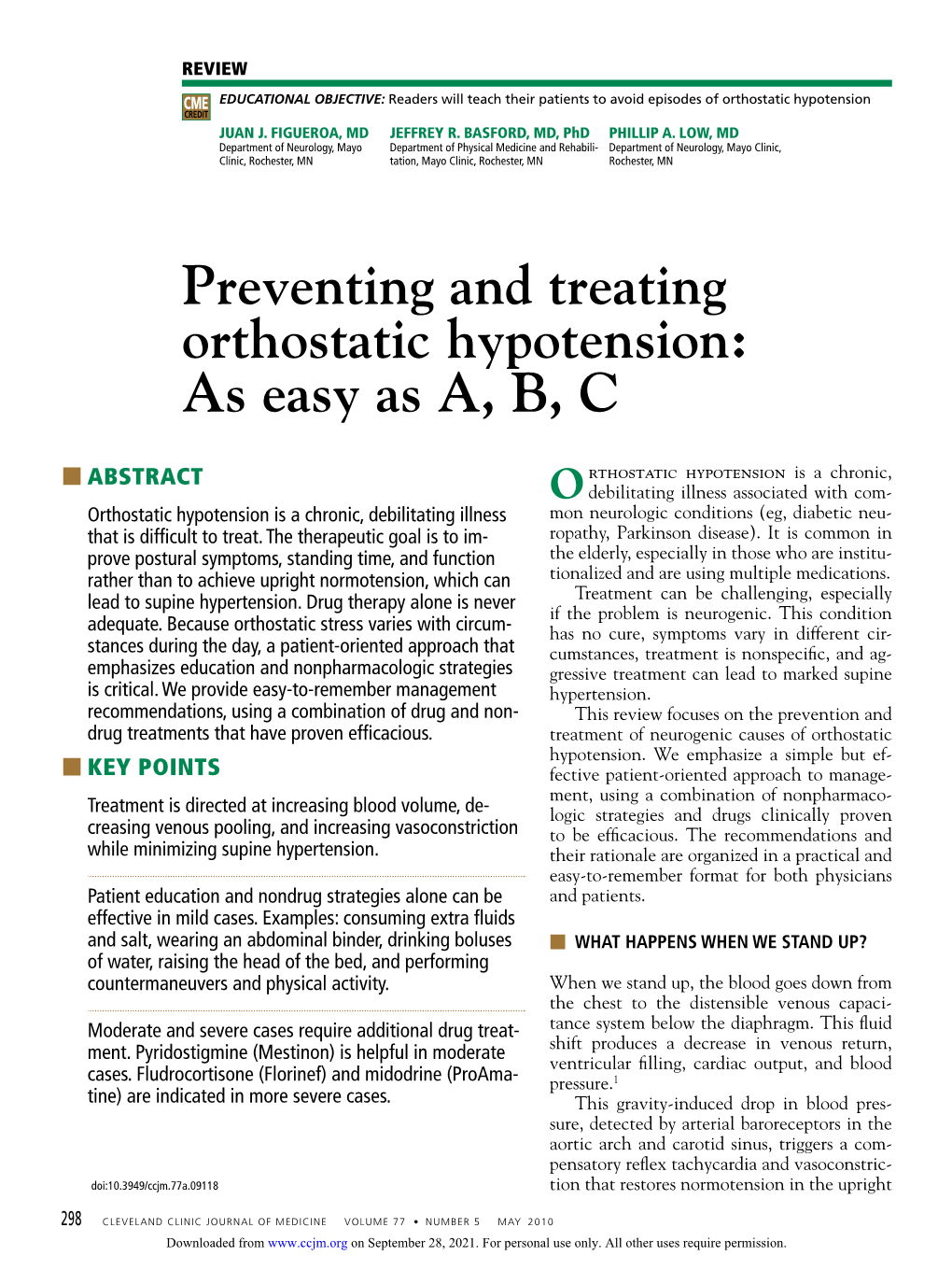 Preventing and Treating Orthostatic Hypotension: As Easy As A, B, C