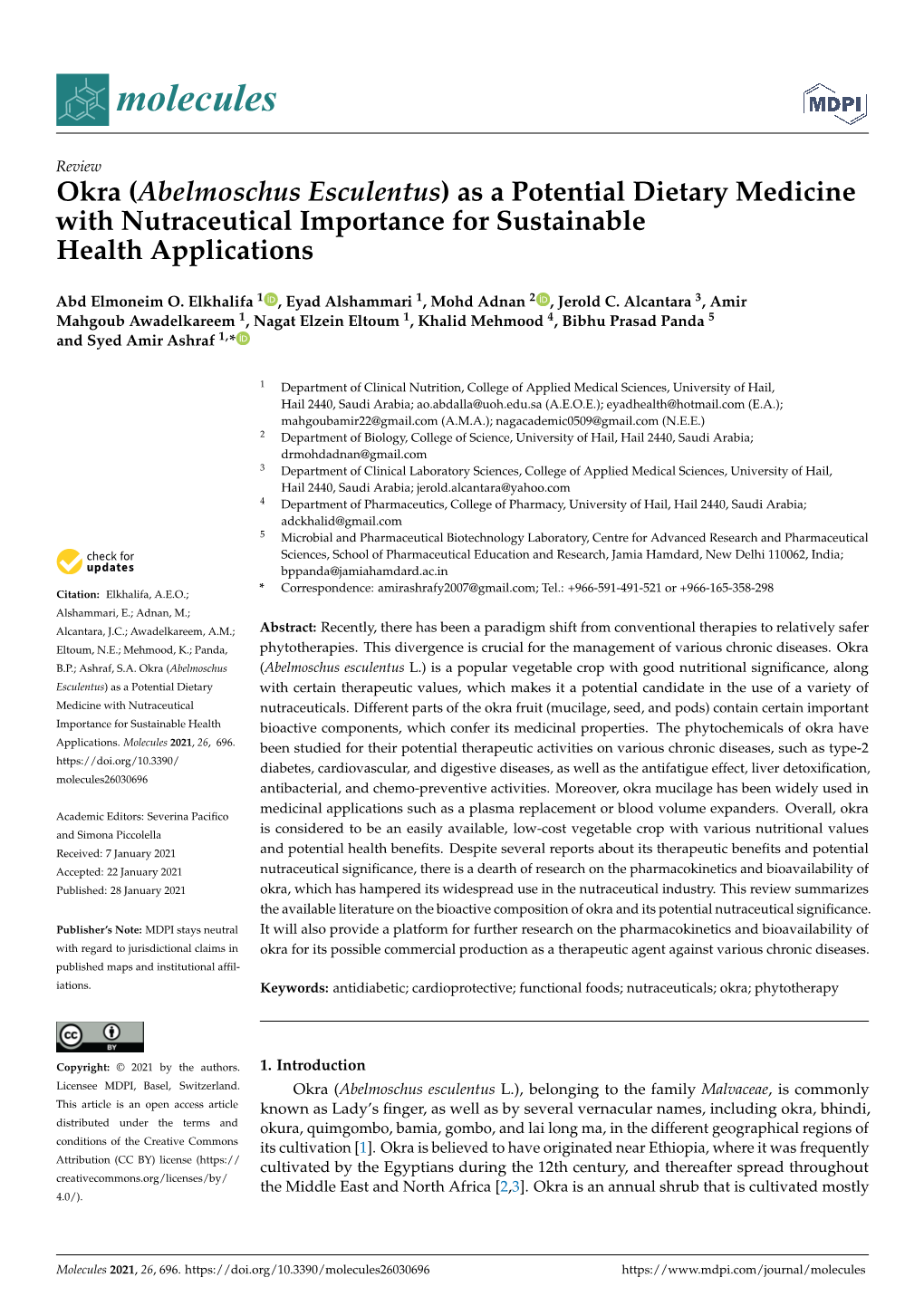 Abelmoschus Esculentus) As a Potential Dietary Medicine with Nutraceutical Importance for Sustainable Health Applications