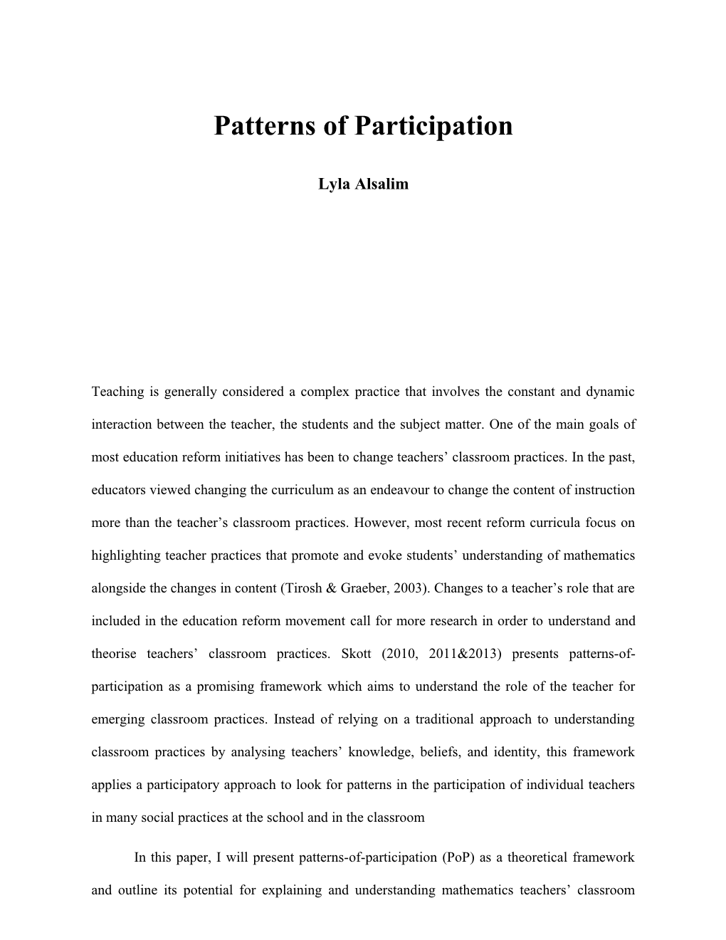 Patterns of Participation