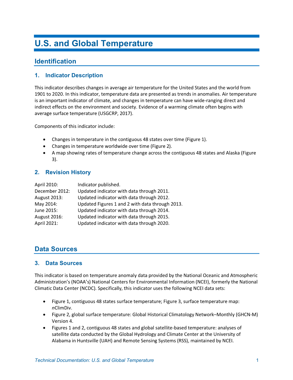 Technical Documentation: U.S. and Global Temperature 1