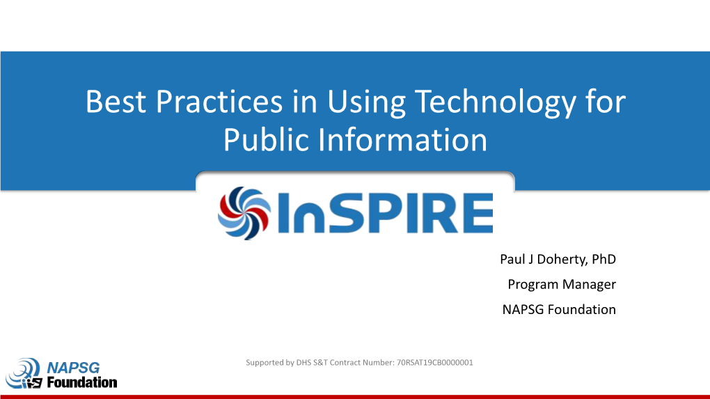 Best Practices in Using Technology for Public Information