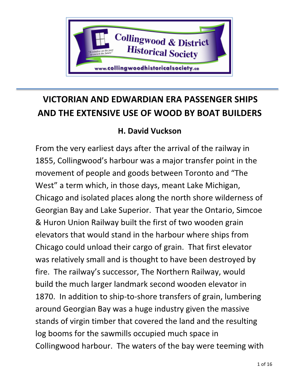 Victorian and Edwardian Era Passenger Ships and the Extensive Use of Wood by Boat Builders H