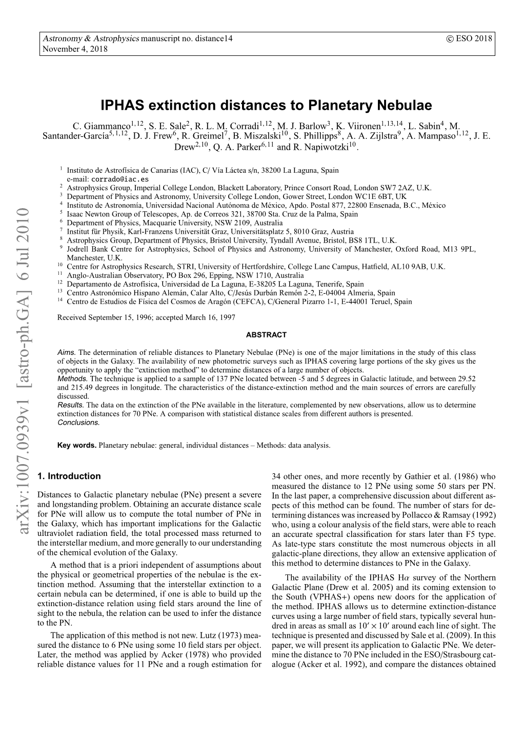 IPHAS Extinction Distances to Planetary Nebulae with Those Obtained by Other Authors Using Diﬀerent Methods