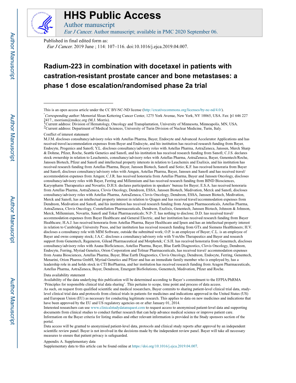 Radium-223 in Combination with Docetaxel in Patients with Castration