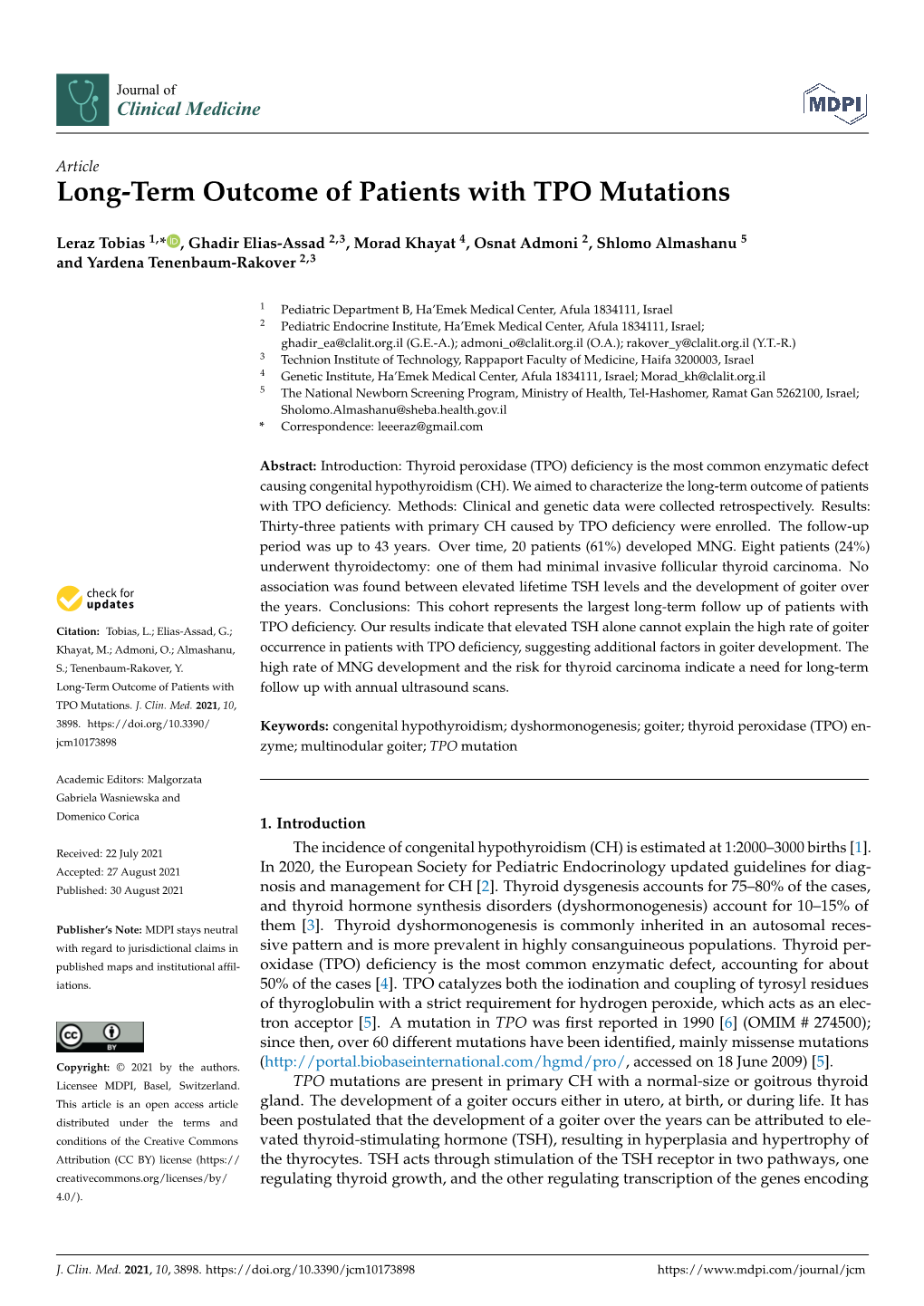 Long-Term Outcome of Patients with TPO Mutations