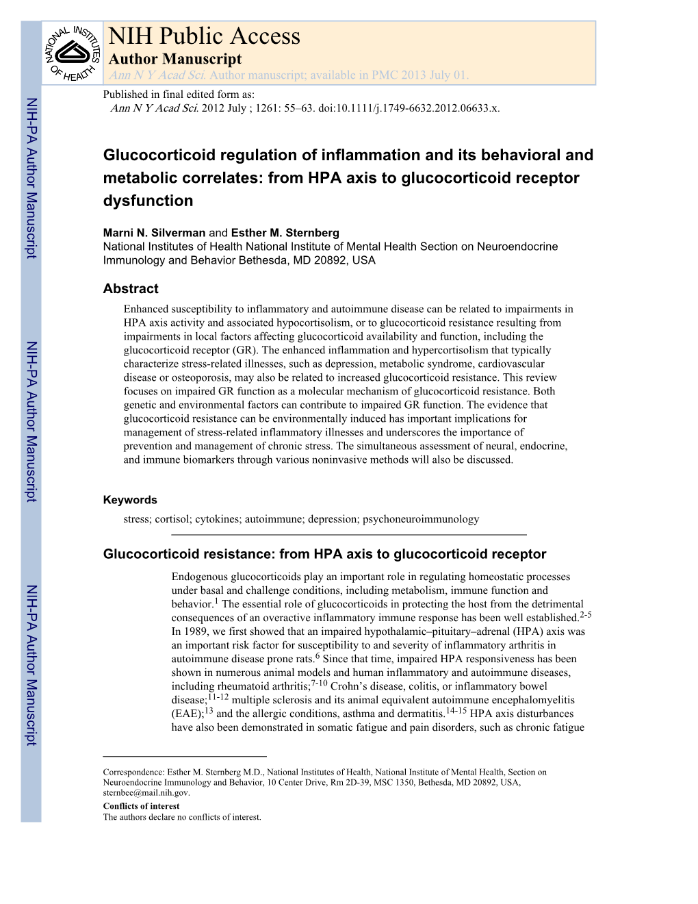 NIH Public Access Author Manuscript Ann N Y Acad Sci