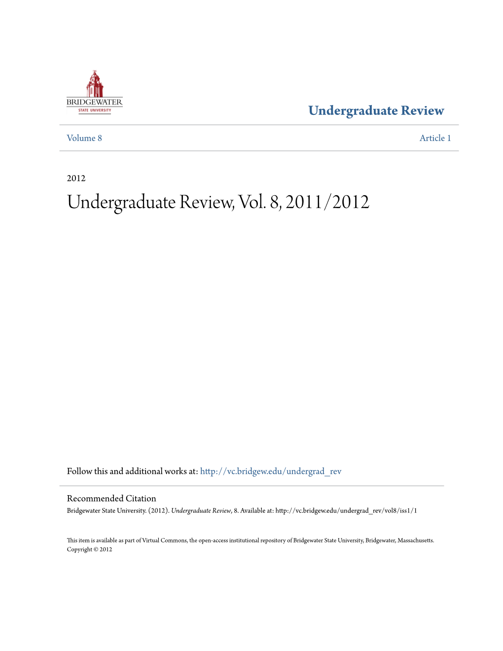 Undergraduate Review, Vol. 8, 2011/2012