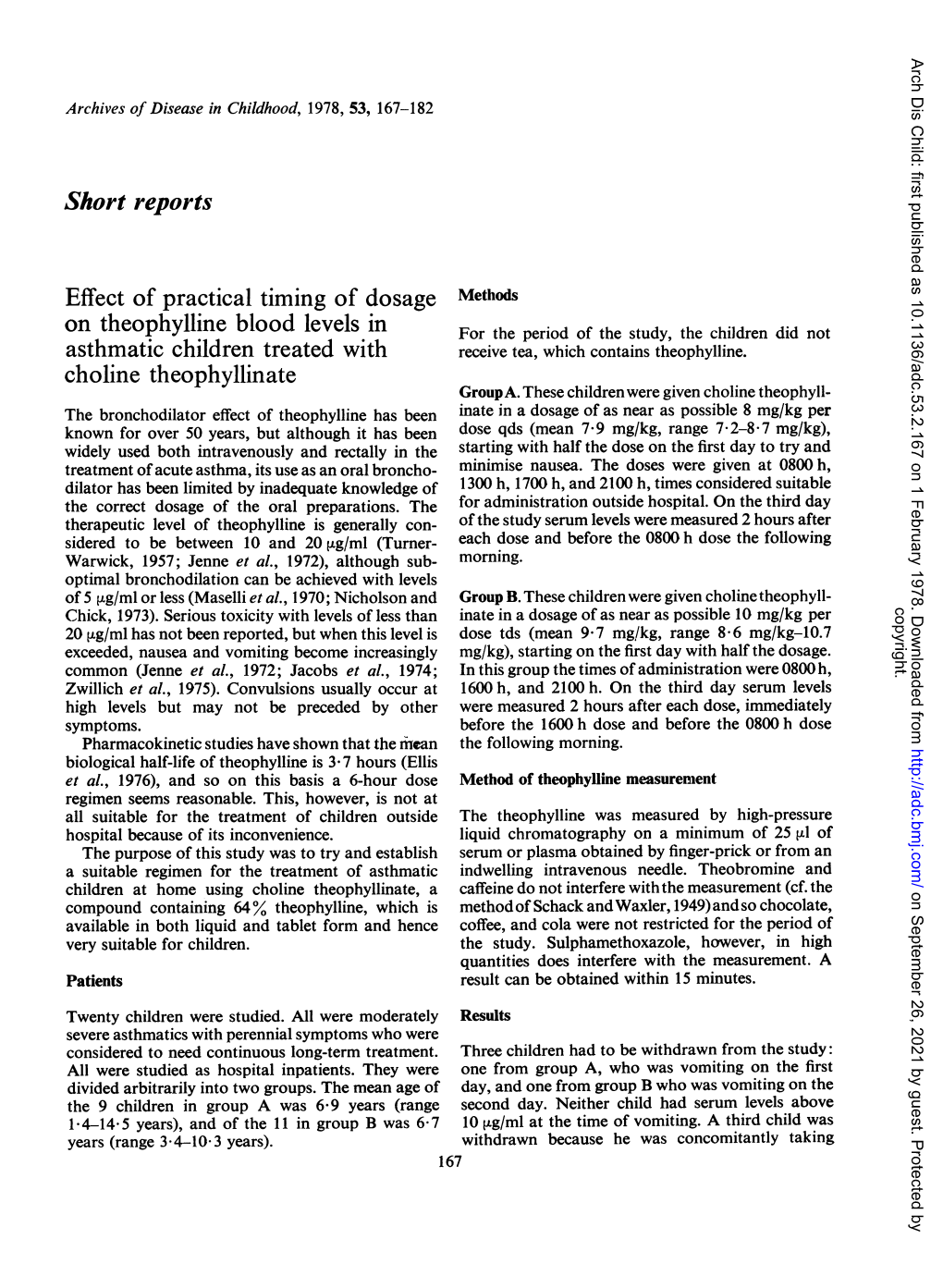 Effect of Practical Timing of Dosage on Theophylline Blood Levels In