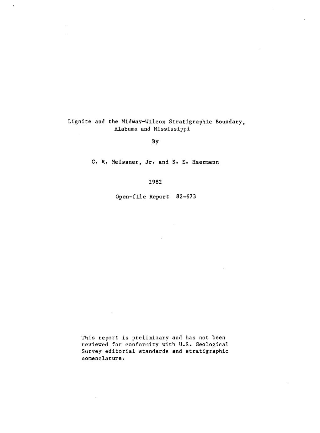 Lignite and the Midway-Wilcox Stratigraphic Boundary, Alabama and Mississippi By