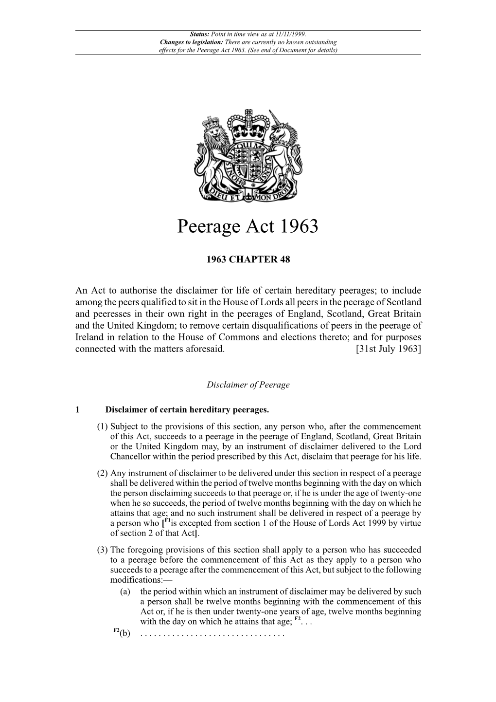 Peerage Act 1963