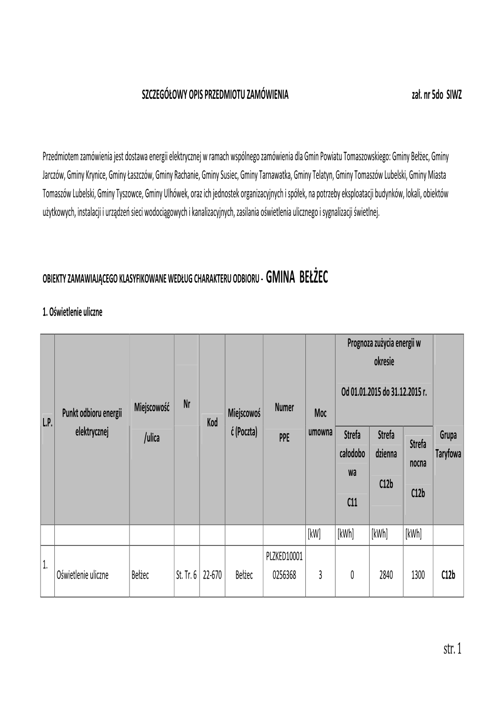 Załącznik Nr 5 Do SIWZ Szgółowy Opis Przedmiotu Zamówienia