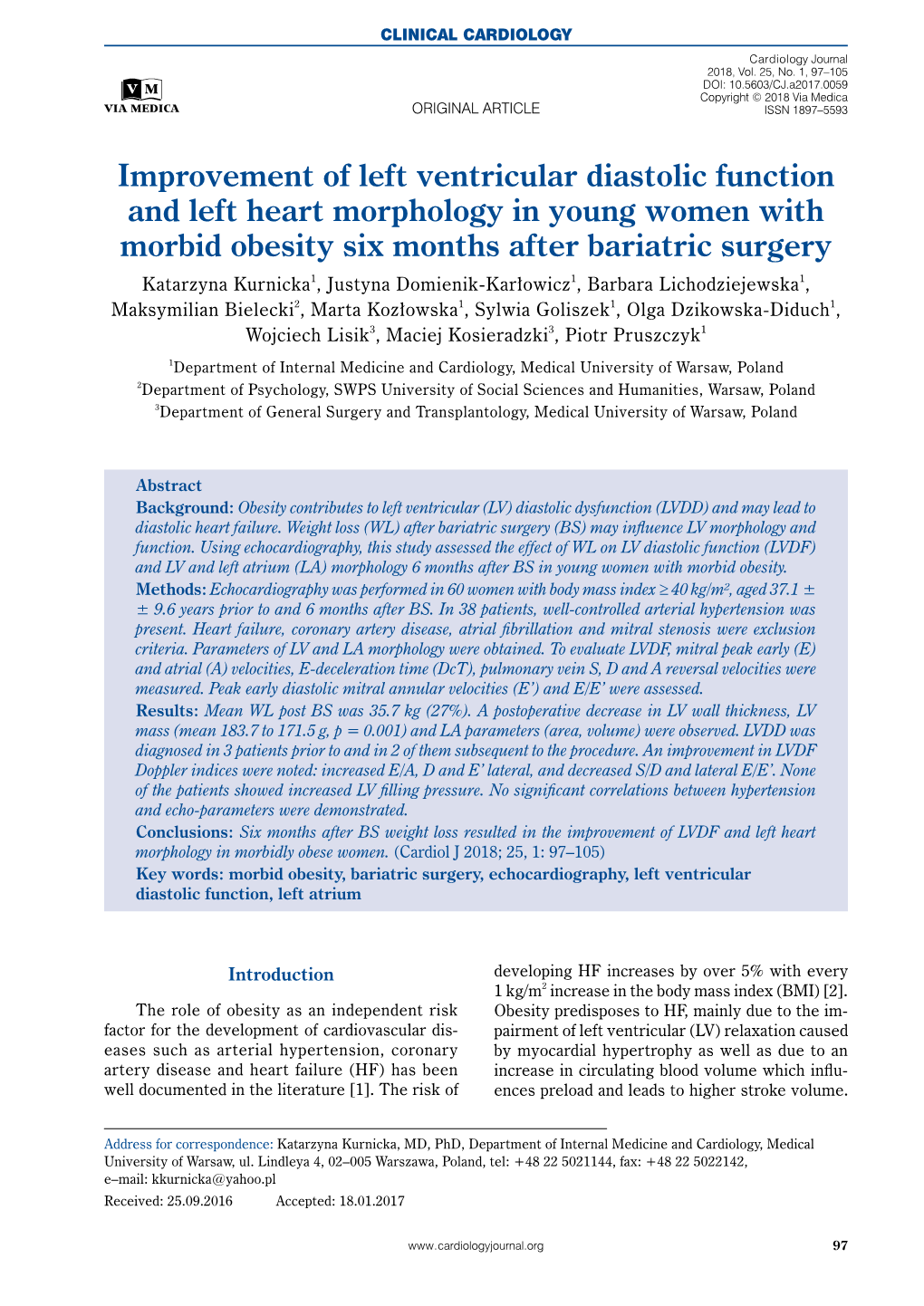 Improvement of Left Ventricular Diastolic Function and Left Heart