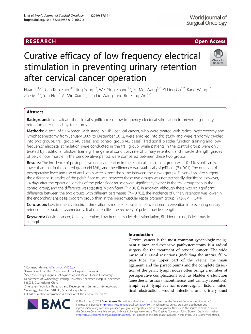 Curative Efficacy of Low Frequency Electrical Stimulation in Preventing