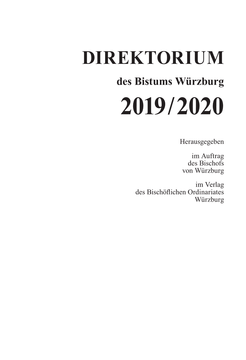 Direktorium Des Bistums Würzburg 2019/2020