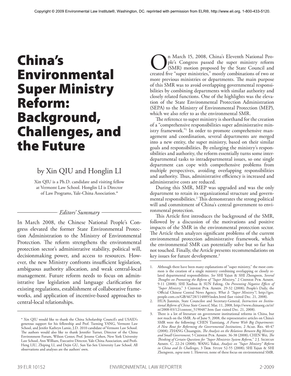 China's Environmental Super Ministry Reform