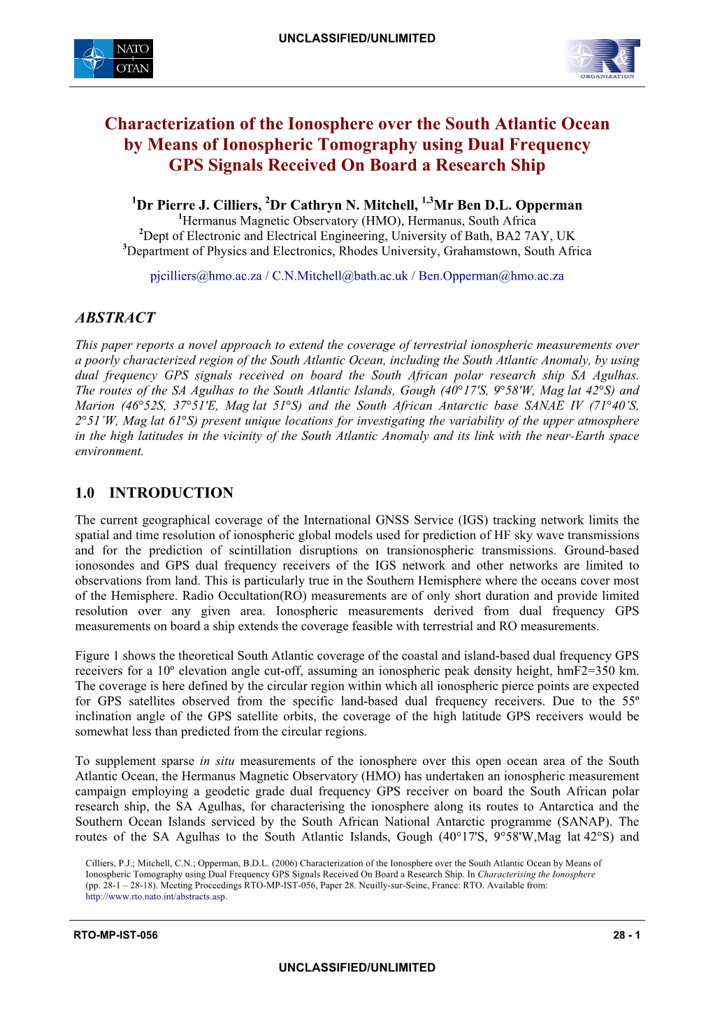 Characterization of the Ionosphere Over the South Atlantic Ocean by Means of Ionospheric