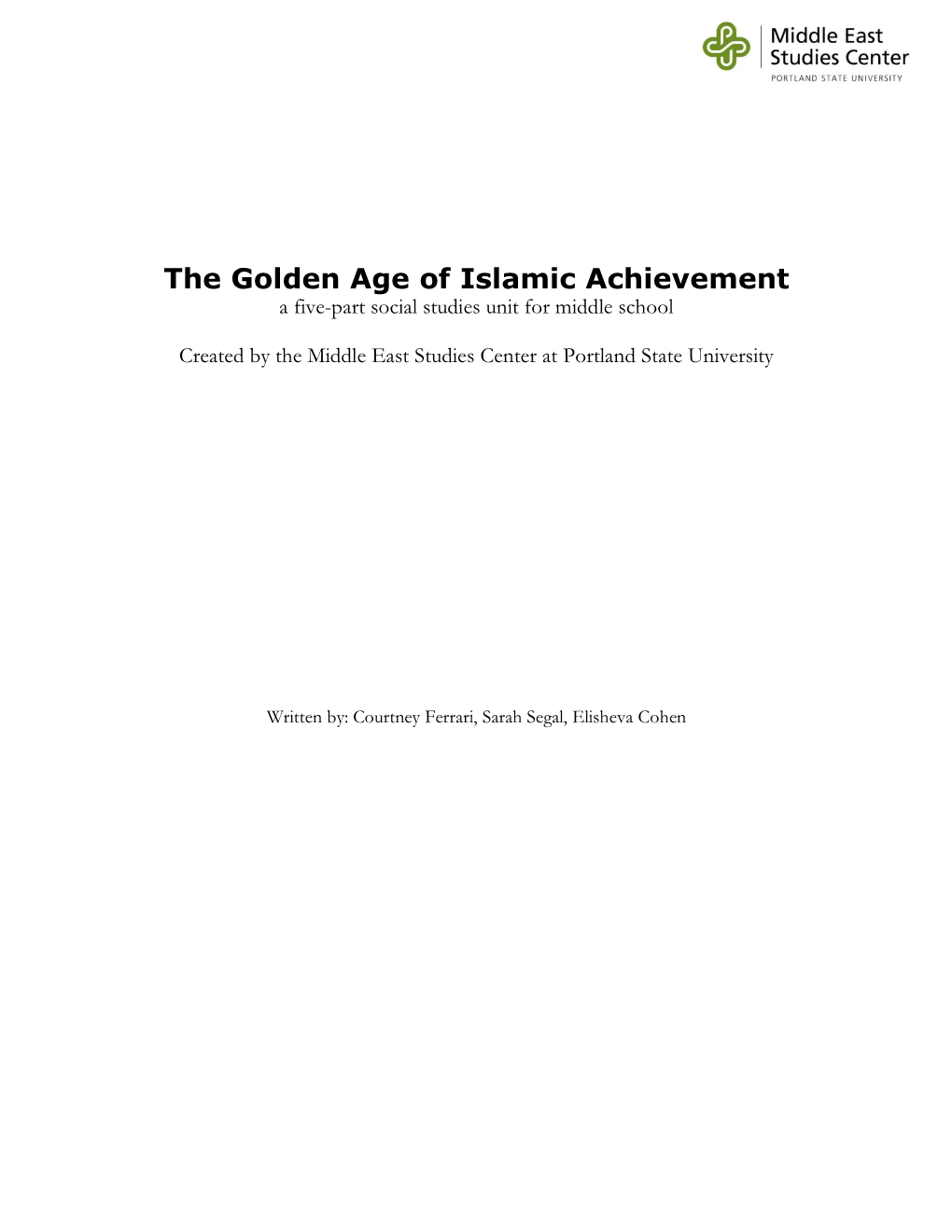 The Golden Age of Islamic Achievement a Five-Part Social Studies Unit for Middle School