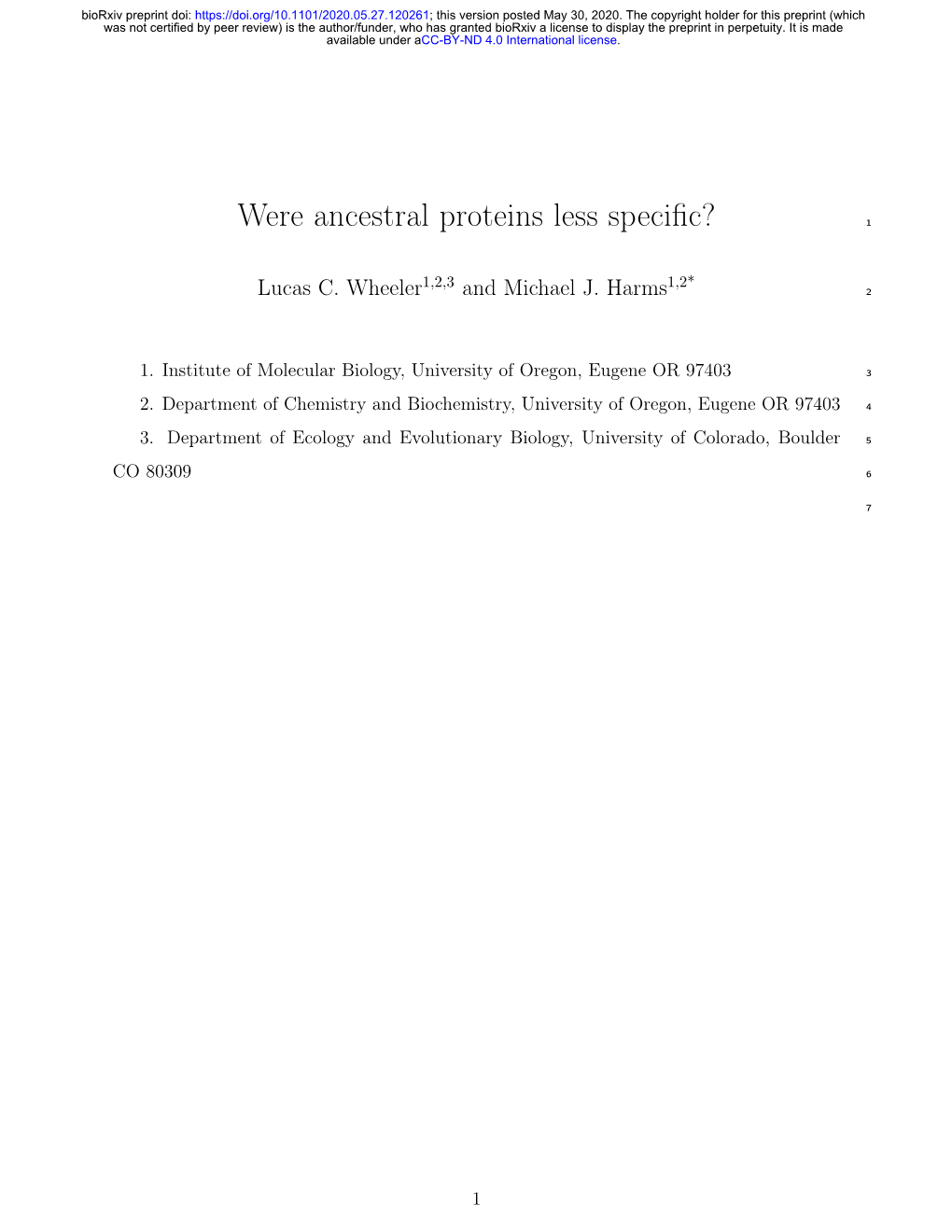 Were Ancestral Proteins Less Specific?