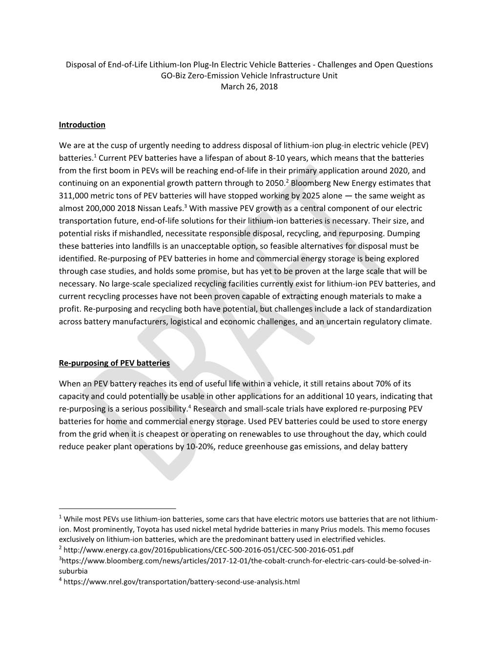 Disposal of End-Of-Life Lithium-Ion Plug-In Electric Vehicle Batteries