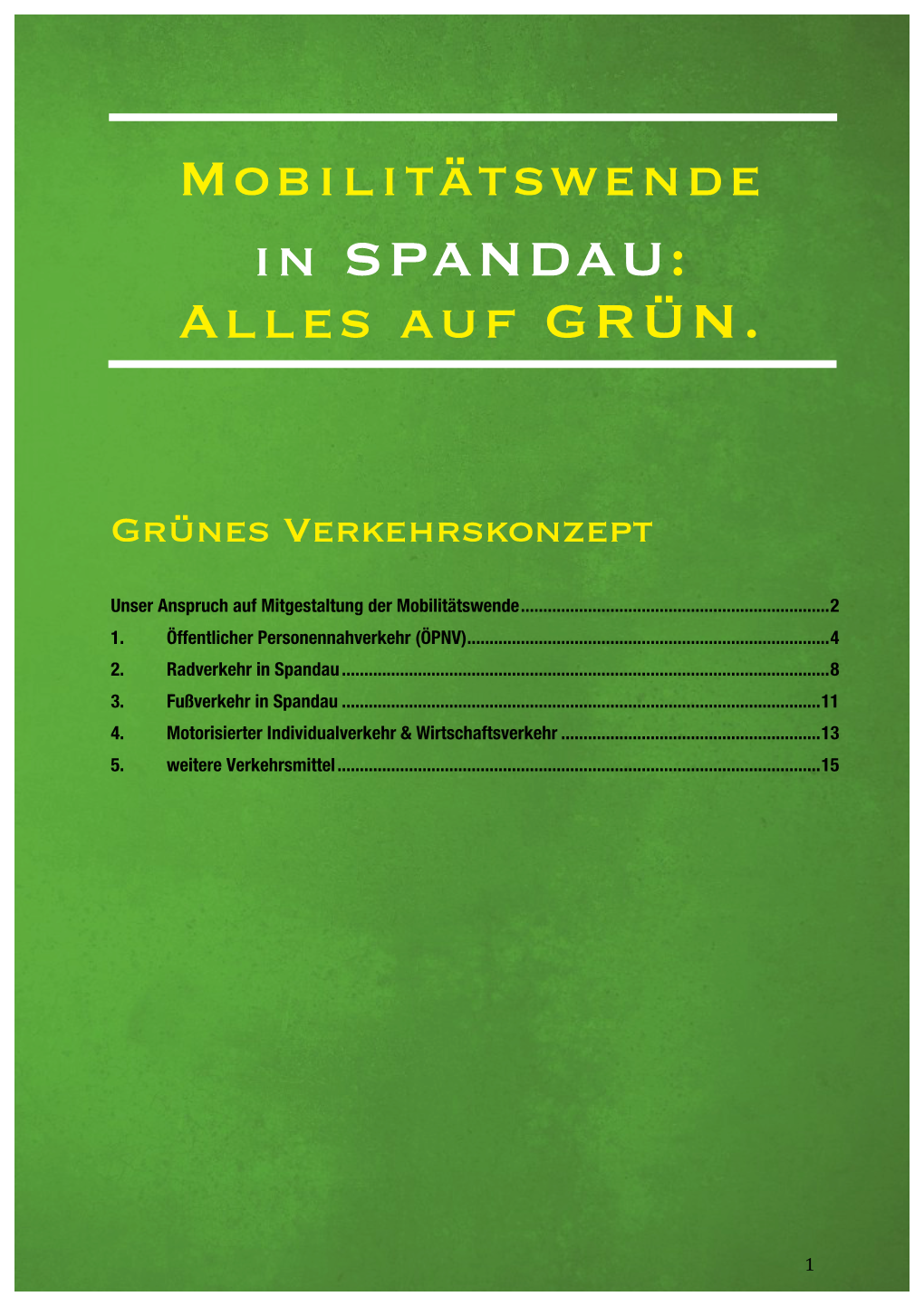 Mobilitätswende in SPANDAU: Alles Auf GRÜN