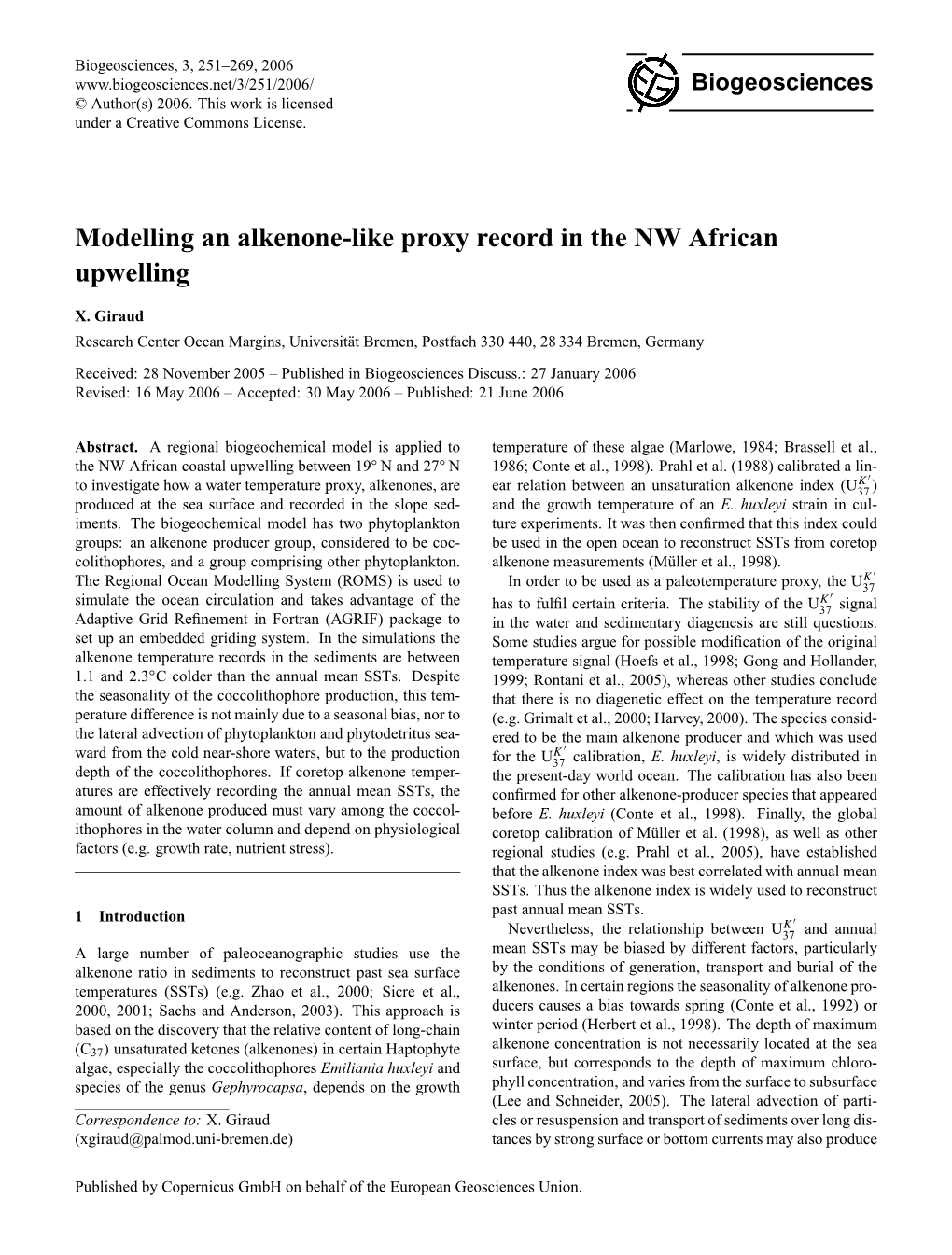 Modelling an Alkenone-Like Proxy Record in the NW African Upwelling