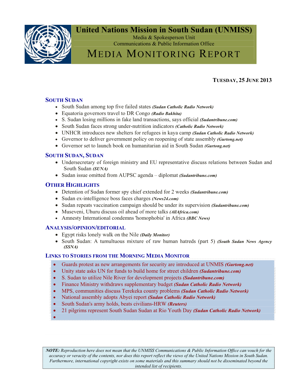 Media Monitoring Report