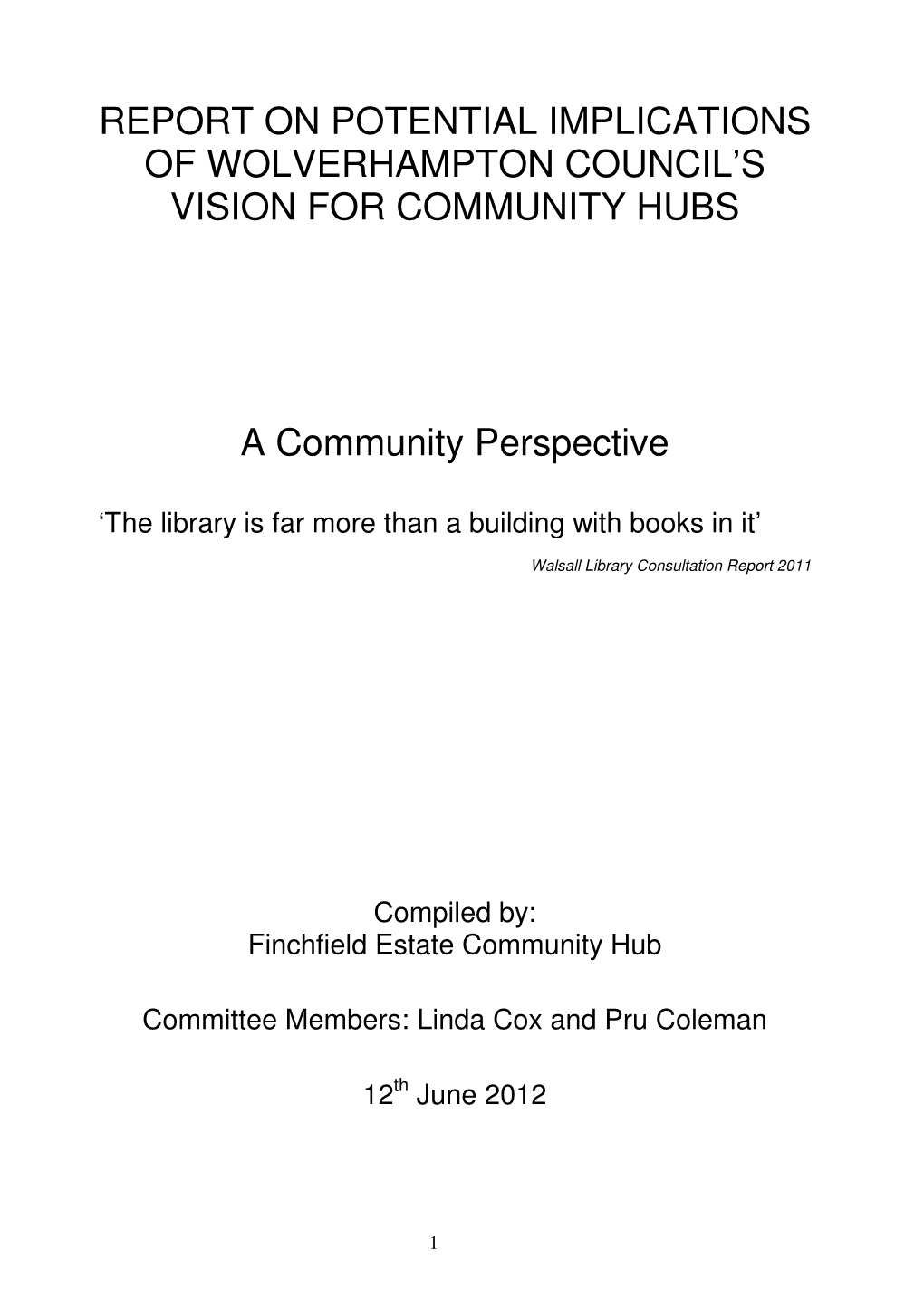 FECH Community Hubs and Libraries Report