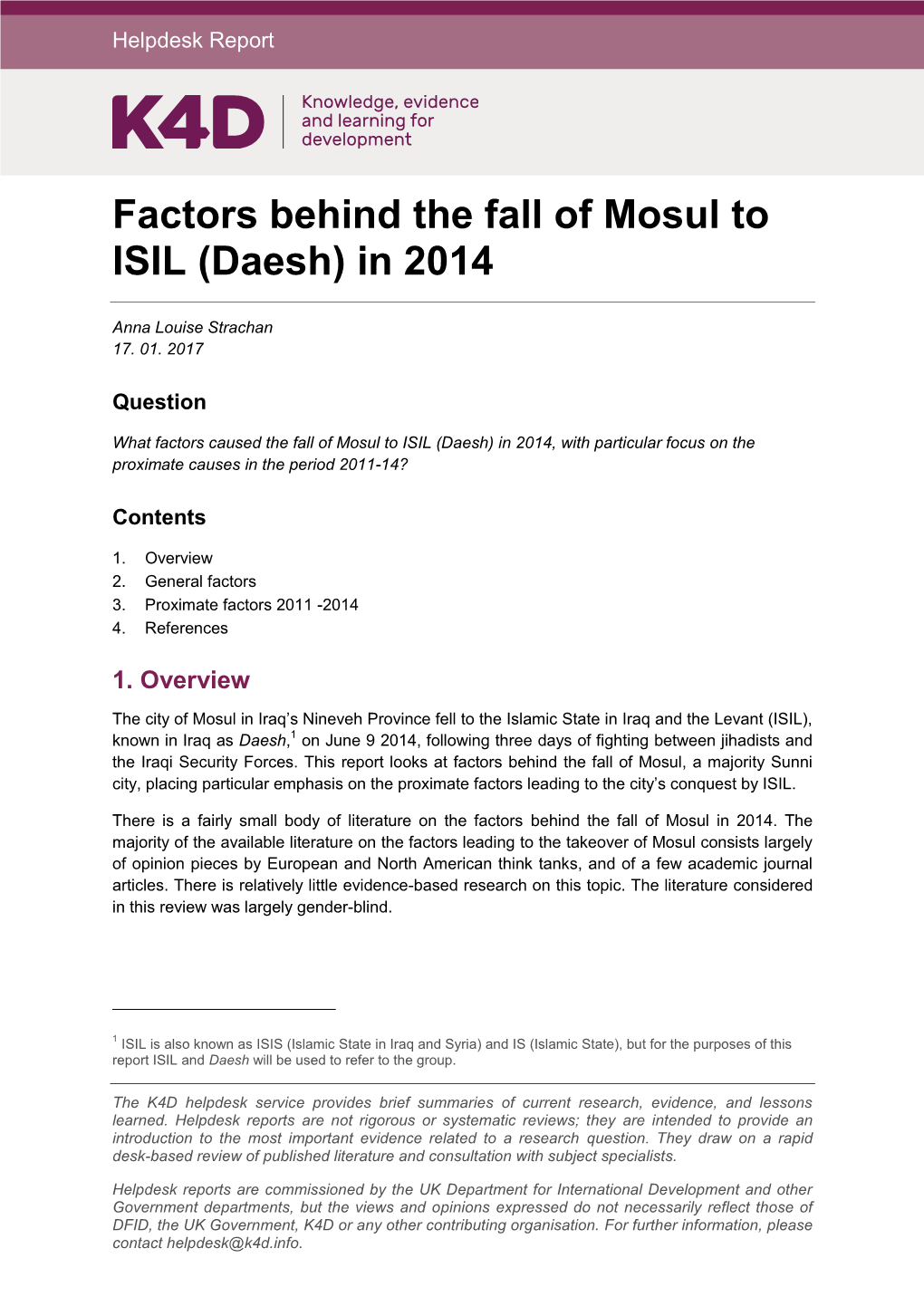 Factors Behind the Fall of Mosul to ISIL (Daesh) in 2014