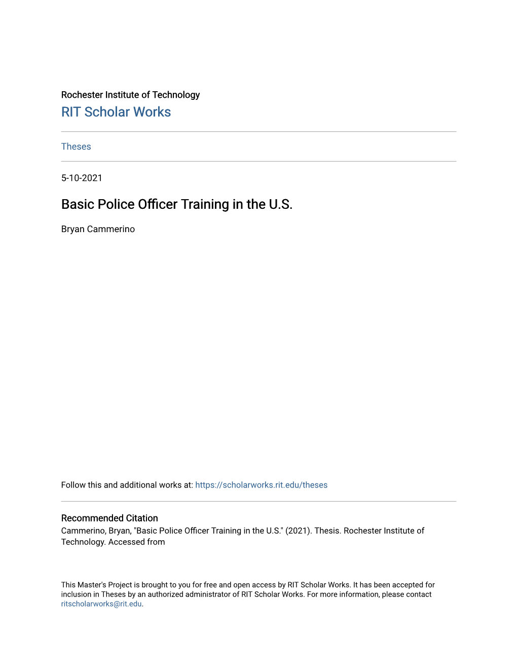 Basic Police Officer Training in the U.S