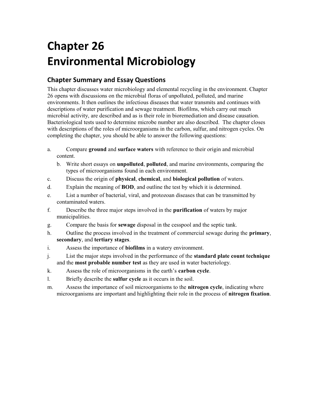 Chapter Summary and Essay Questions