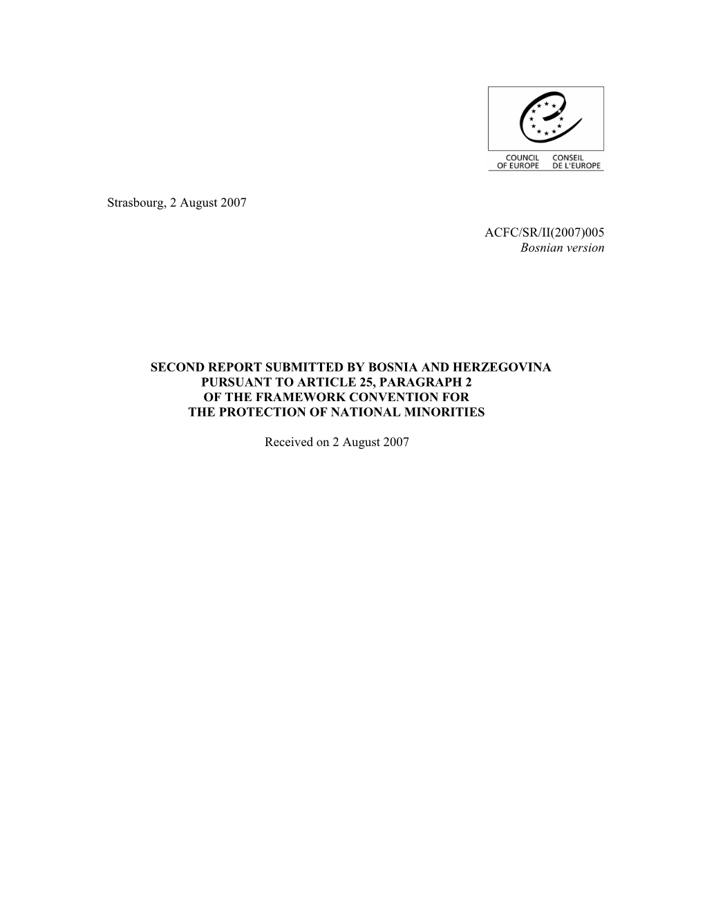 005 Bosnian Version SECOND REPORT SUBMITTED