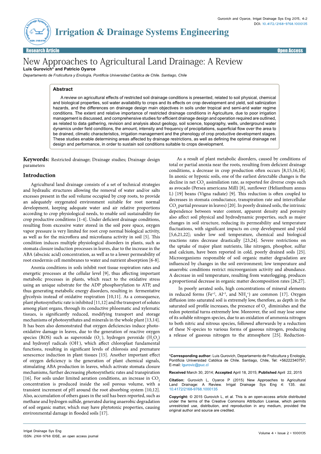 New Approaches to Agricultural Land Drainage