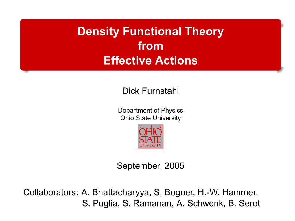 Density Functional Theory from Effective Actions